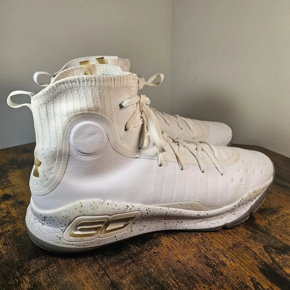 Under Armour Curry 4 White Gold 2017 Basketball Shoes 1298306-102 Men Size 14 UA
